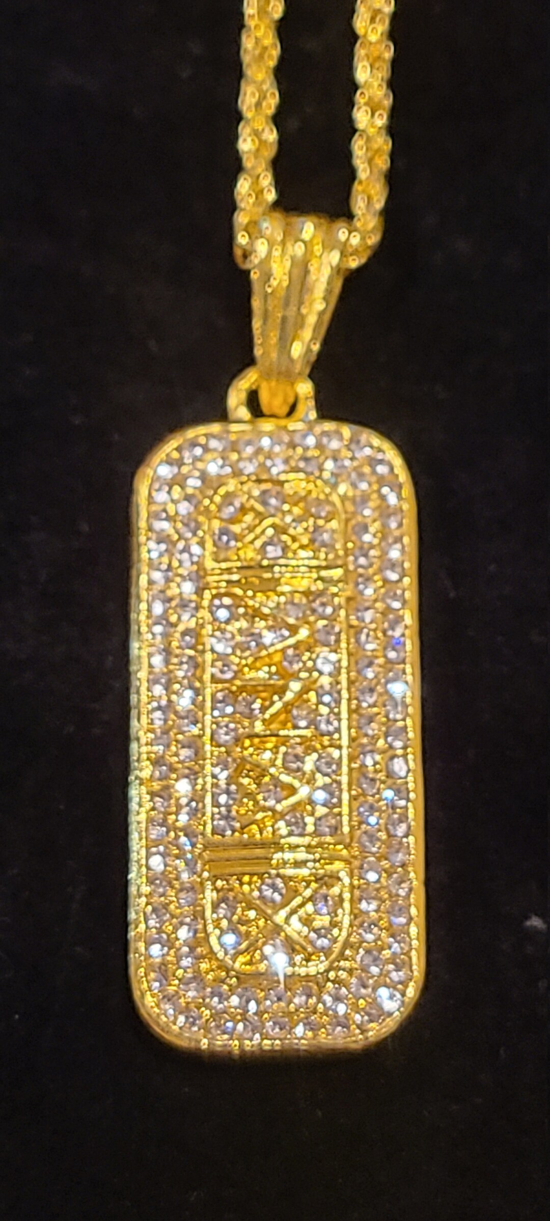 Gold Plated Xanax Iced Out Pendant 28 Link Chain Necklace Etsy
