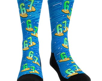 Six Seven 6-7 Fun Meme Tik Tok Gen Alpha Aura Unisex Crew Socks