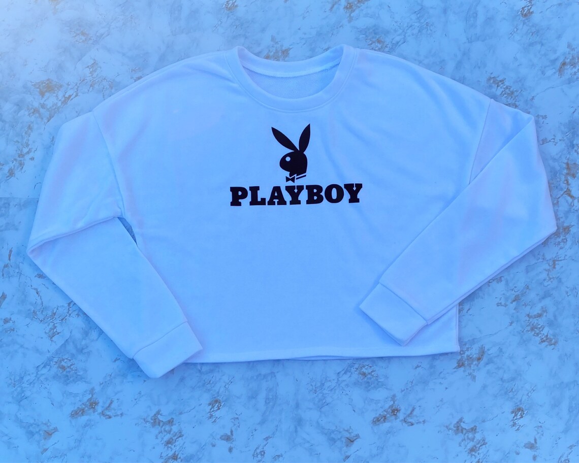 Custom Playboy Cropped Sweater Playboy Sweatshirt Woman Etsy