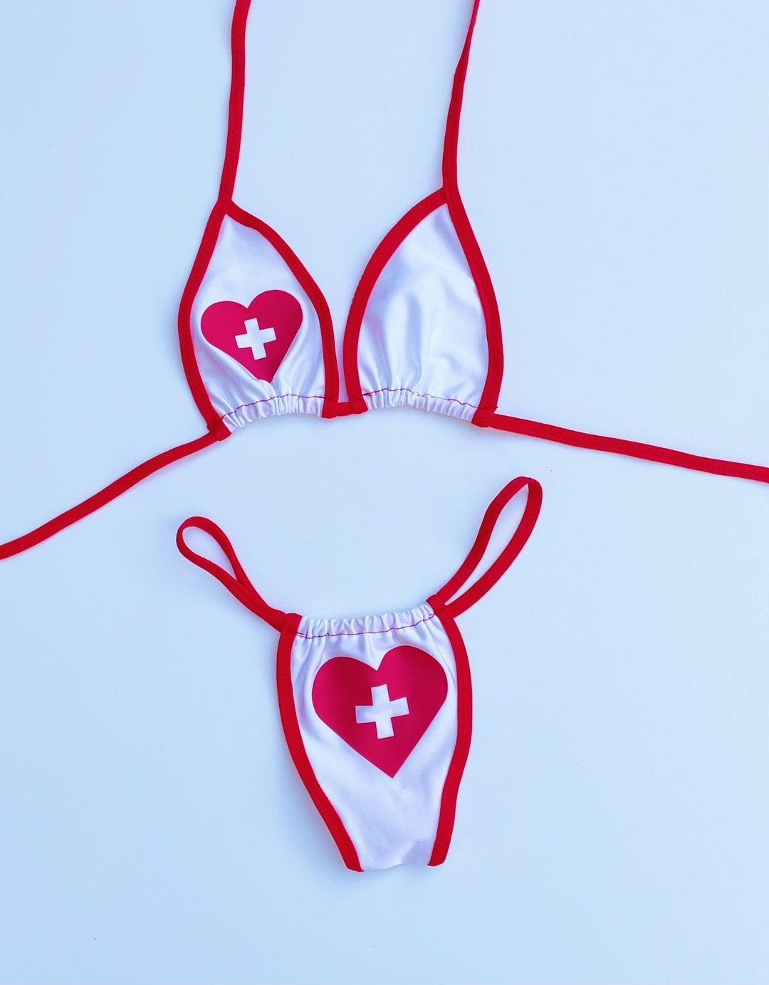 Sexy Nurse Bikini Set Exotic Dancewear, Cute Outfits, Two Pieces Set