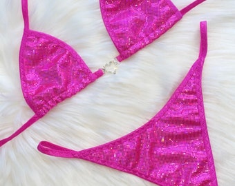 Roze holografie stripper outfit glitter exotische danskleding stripper lingerie stripper bikini danskleding exotische plus size stripper tweedelige set