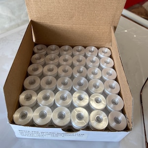 White Polyester Pre-Wound Bobbins: Size L, 70D/2 (144/Box)