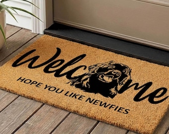 Personalized Newfoundland Dog Doormat, Natural Coir Welcome Mat