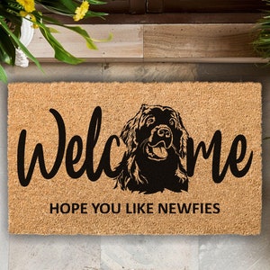 Newfie Dog, Newfoundland dog doormat, Dog Welcome Mat, Hope You Like Dog, Personalized DoorMat, Dog Gift, Customized Doormat, Dog Gift