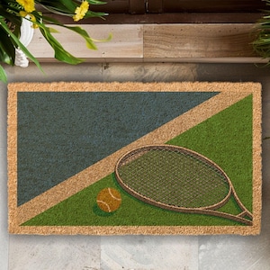 Tennis Court, Tennis Player Gift, Tennis Welcome Mat, Housewarming Tennis Gift, Sports Welcome Mat, Front Door Decor, Tennis Ball Doormat