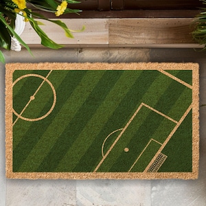 Soccer Gift, Soccer Welcome Mat, Football Doormat, Unique Soccer Present, Soccer Field Design, Goalkeeper Doormat, Soccer Themed Home Decor