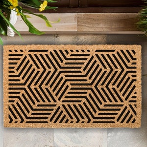 Geometric rug, geometric mat, geometric 2x3, Coir doormat, unique door mat, Coconut door mat, housewarming gift, closing gift, new home gift