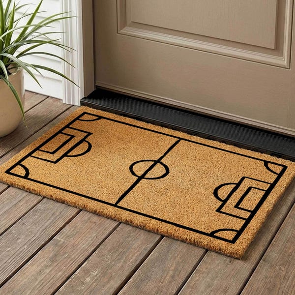 Soccer Field Coir Doormat, Sport Welcome Mat, Anti-Slip
