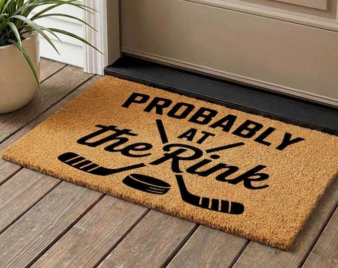Hockey Rink Coir Doormat, Sports Fan Home Decor