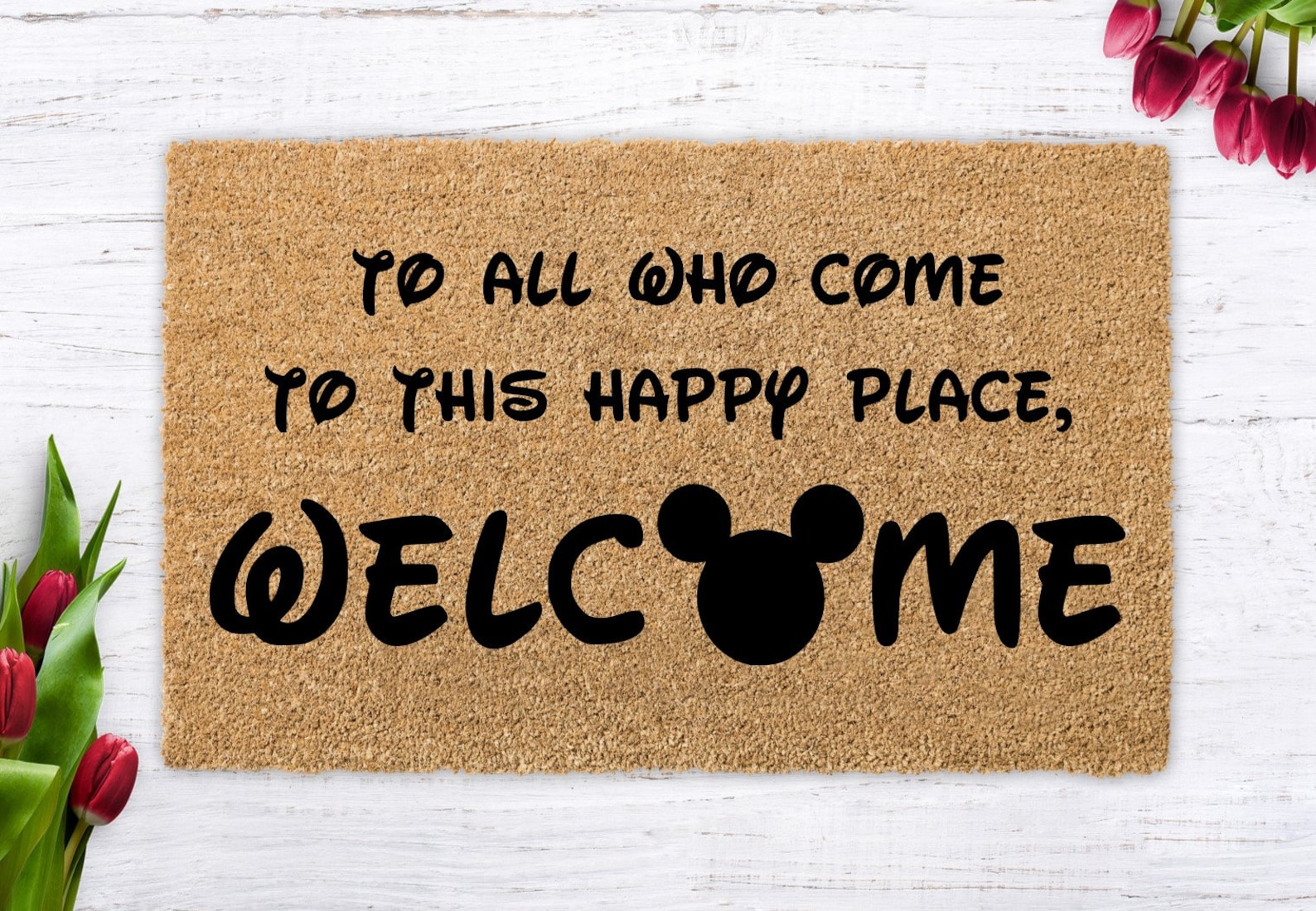 Disney Disney Doormat to All Who Come to This Happy Etsy