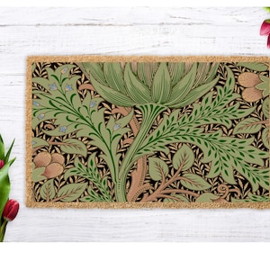 Vintage Floral Welcome Mat, Greenery Front Door Decor, Housewarming Gift, Botanical Decor, Antique Floral Style Doormat, Rustic Flower Mat