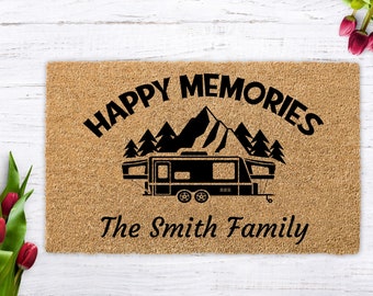 Custom Camper Mat, Camping RV Mat, Custom Camping Gift, custom RV doormat, Personalized Camping doormat, Custom Camp doormat, Happy Memories