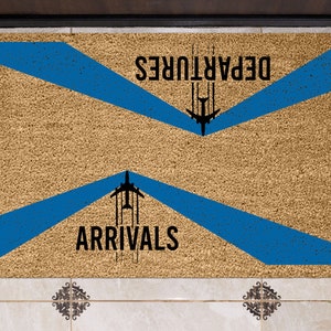 Travel gift doormat, Arrivals Departures doormat, Departures Arrivals, Flight Attendant, Pilot Gift, Airport Gift, airplane doormat, travel