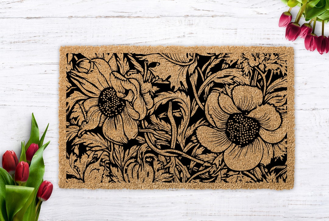 Garden Floral Mat, Doormat Front Door Decor, Housewarming Gift