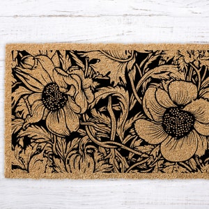 Garden Floral Welcome Mat, Doormat Front Door Decor, Housewarming Gift, Coir Welcome Doormat, Garden Entrance Decor, Rug Front Porch Decor