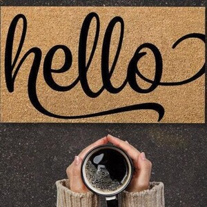 Natural Coir Hello Doormat, Farmhouse Entryway Decor, Housewarming Gift Bild 2
