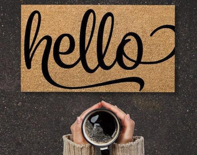 Natural Coir Hello Doormat, Farmhouse Entryway Decor, Housewarming Gift Bild 2