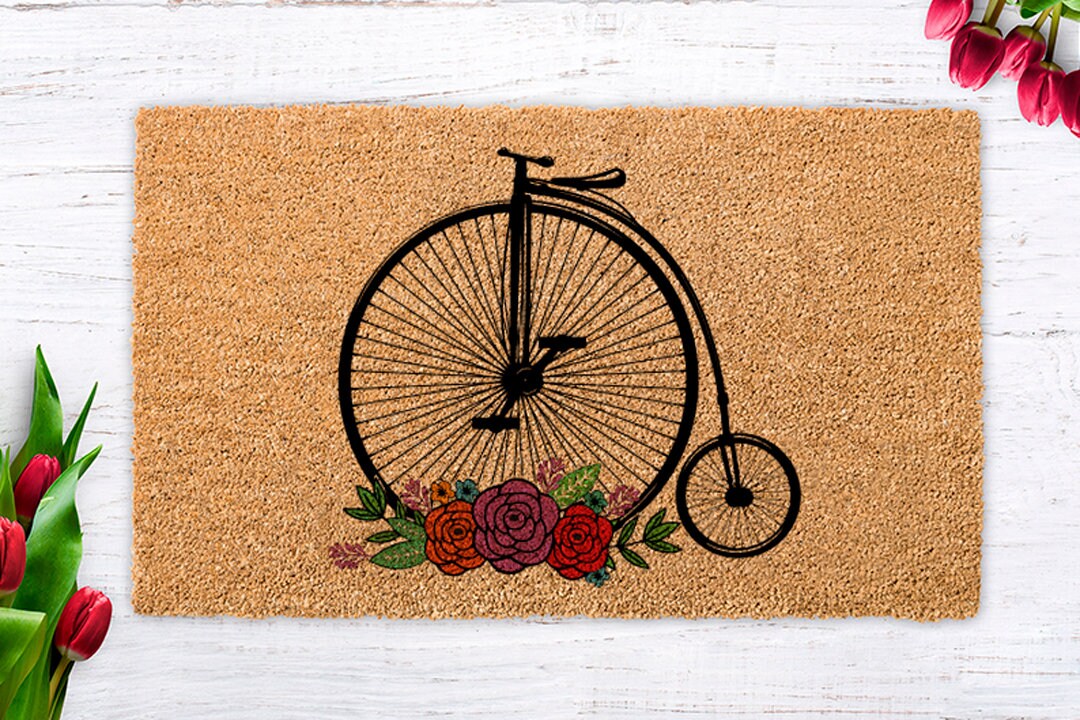 High Wheel Bicycle Doormat, Vintage Bicycle, High Wheeler Door Mat, Old