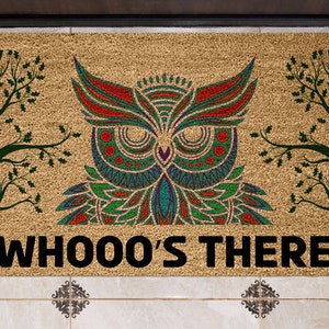 A1HC Hoo's There Owl Rubber Pin Welcome Door Mats for Outdoor Entrance, Welcome  Mats for Front Door Indoor Non-slip Backing Outside 18x30 
