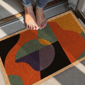 Geometric Welcome Mat - Minimalist Coir Door Rug