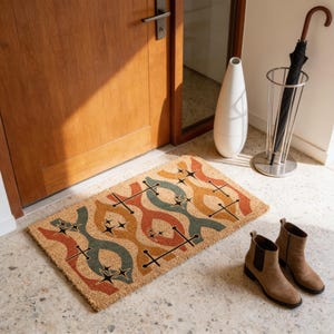 Mid Century Modern Doormat, Retro 1950s Style (Coir Welcome Mat)