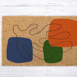 Modern Doormat, Welcome mat, Housewarming Gift, closing gift , newlywed gift , welcome doormat, Contemporary Doormat, MidCentury Rug Doormat