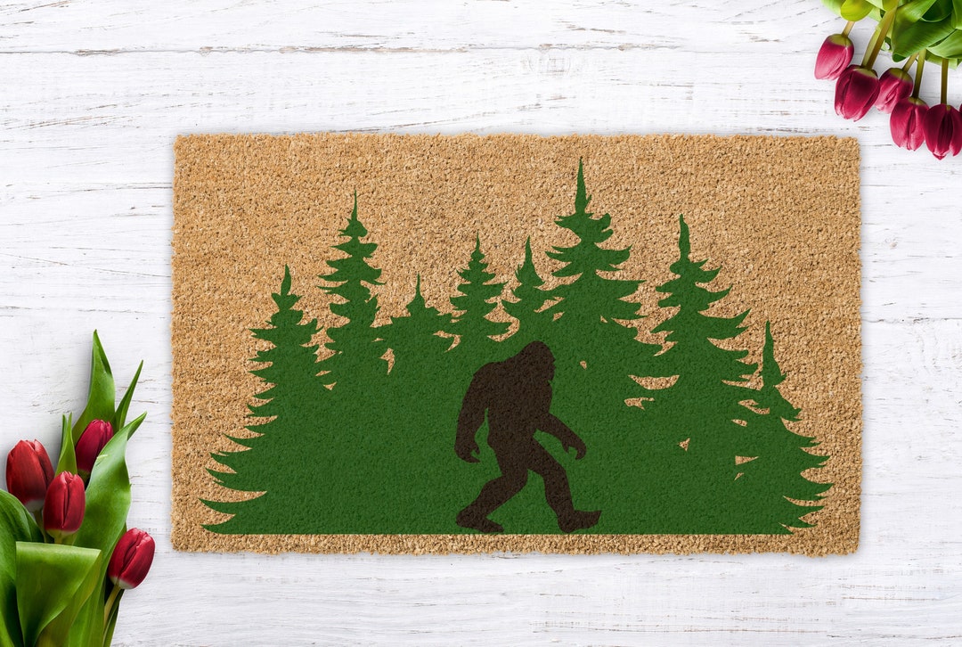 bigfoot-gift-bigfoot-doormat-mythical-creature-decor-bigfoot-hunters
