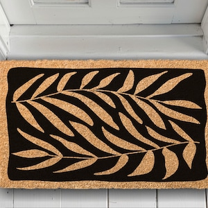 Contemporary Art Gift, Leaves Welcome Mat, Housewarming Gift, Contemporary Art Decor, Closing Rug Gift, Entryway Decor, New Home Gift