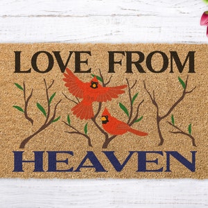 Cardinal Gift, Love From Heaven, Cardinal Welcome Mat, Housewarming gift, Wedding Welcome Mat, Birds Gift, Wedding Gifts Decor for Couples