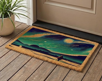 Starry Night Sky, Celestial Landscape Home Front Decor, Welcome Mat