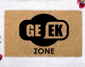 Geek Zone, Geek doormat, Geek Gift, funny doormat, welcome mat, unique gift , housewarming gift, closing gift  newlywed Gift