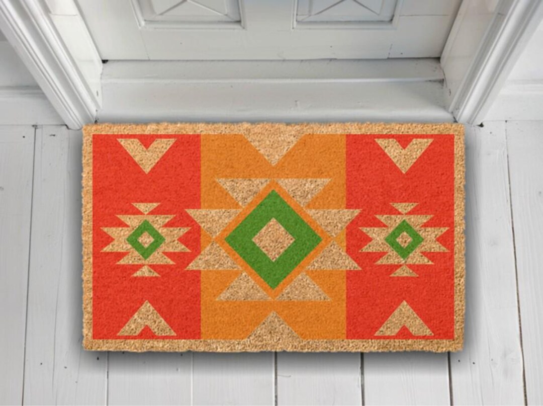 Aztec Entry Rug Southwestern Home Decor, Boho Aztec Entry Rug, Tribal Geometric Welcome ...