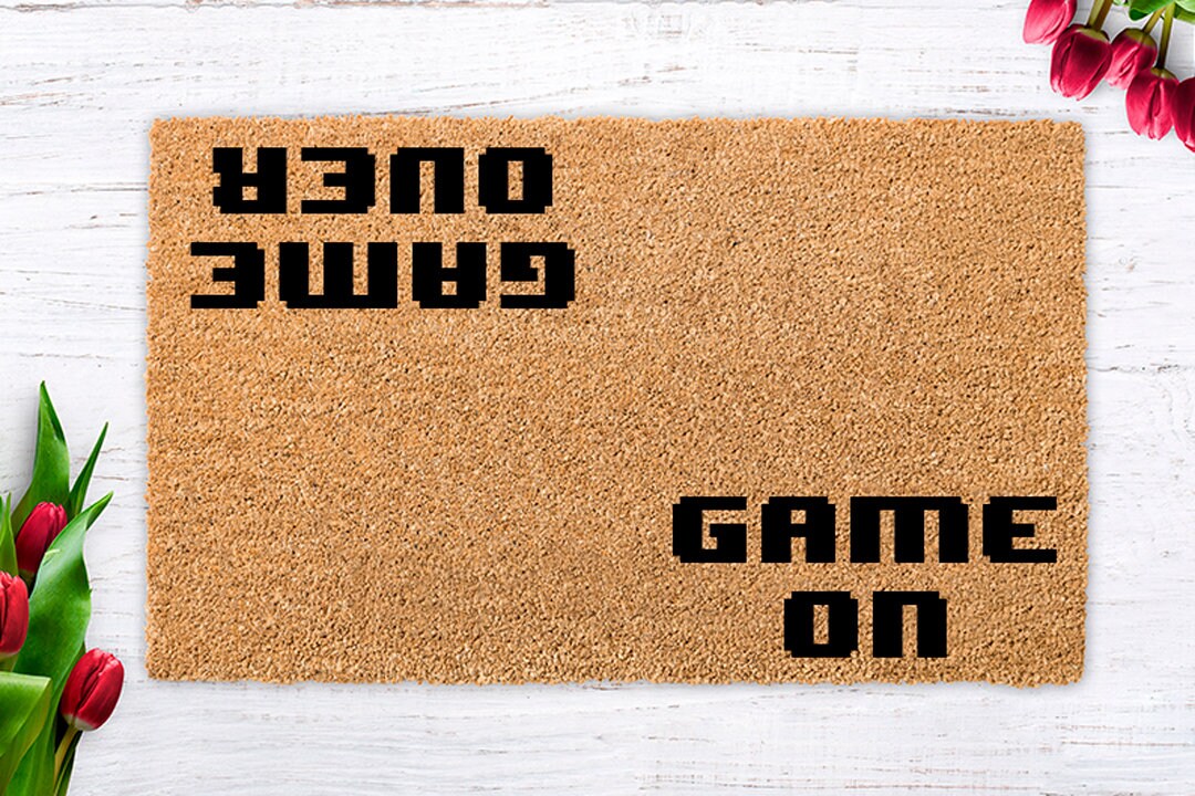 Game On, Game Over Doormat, Funny Doormat, Gamers Doormat, Game Room