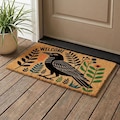 Folk Art Doormat: Colorful Botanical Design - Natural Coir Mat
