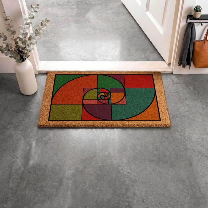 Golden Ratio Doormat, Fibonacci Sequence Nature Pattern Welcome Mat immagine 2
