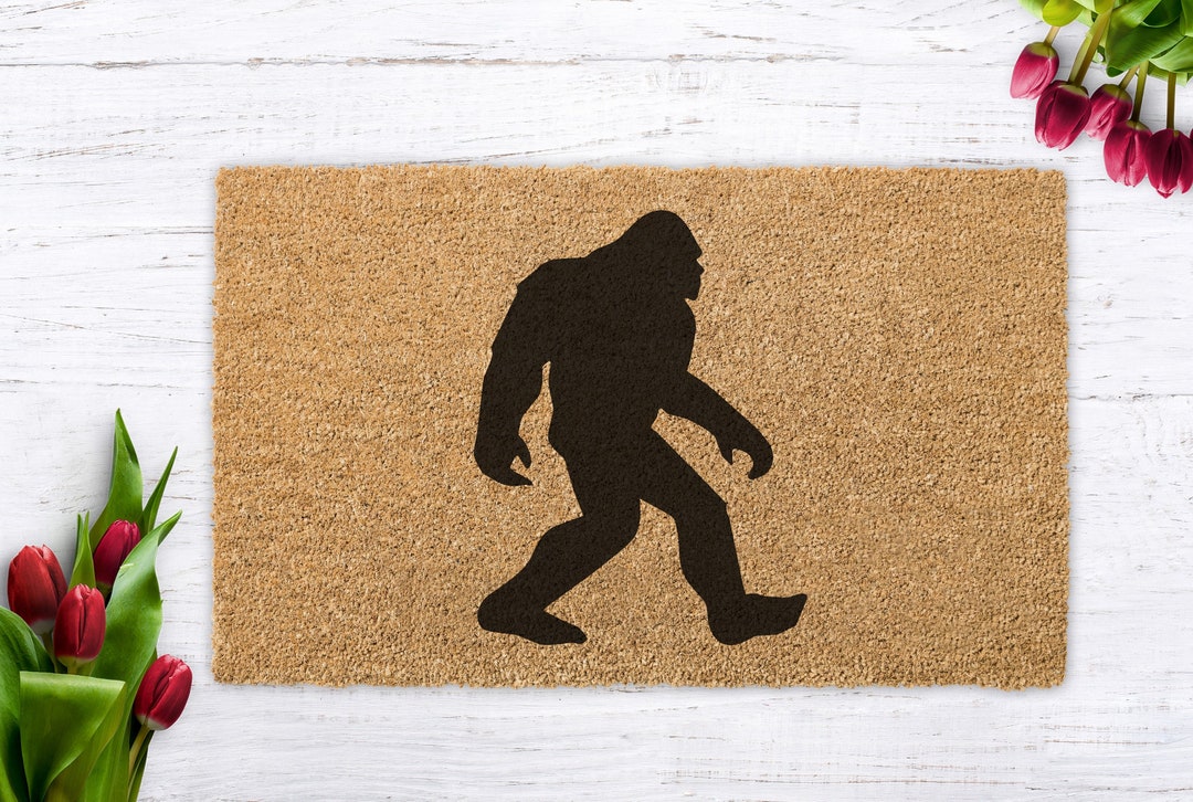 bigfoot-doormat-bigfoot-art-mythical-decor-bigfoot-hunters-entryway