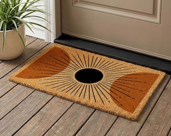 Mid Century Modern Coir Doormat, Retro Welcome Mat
