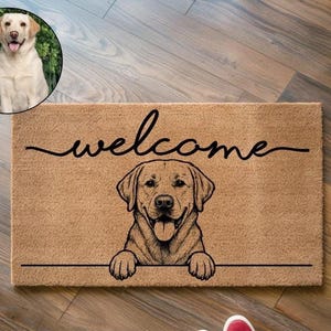 Custom Pet Photo Coir Doormat, Personalized Dog Cat Welcome Mat
