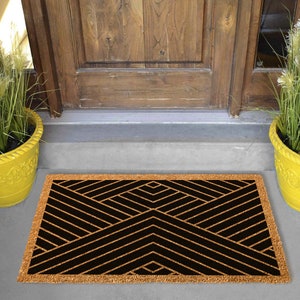 Geometric Decor, Front Door Decor, Welcome Geometric Pattern, Modern Geometric Rug, Coir Rug Doormat, Housewarming Gift, Wedding Rug Gifts