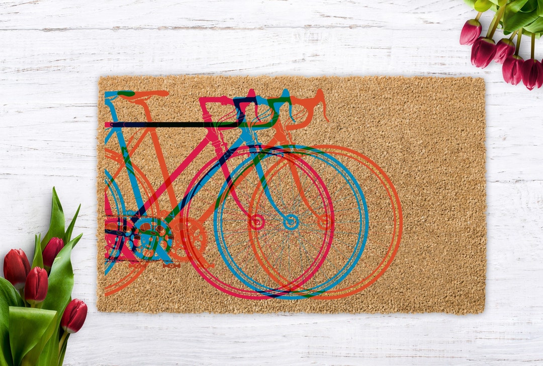 Entryway Bike Decor, Cool Bike Doormat, Bicycle Door Mat, Unique Bike
