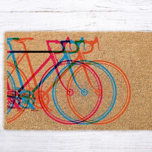 EntryWay Bike Decor, Cool Bike Doormat, Bicycle door mat, Unique Bike Gift, Housewarming Gift, New Home, Wedding Gift, First Home Gift