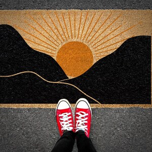 Abstract Landscape Coir Doormat, Modern Entryway Mat Decor image 4