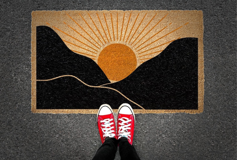 Abstract Landscape Coir Doormat, Modern Entryway Mat Decor image 4