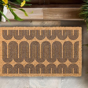 Mid-Century Modern Coir Doormat, Retro Design Welcome Mat