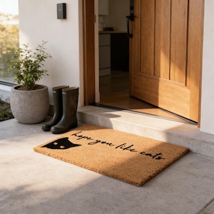 Tapis de bienvenue Peeking Black Cat : fibre de coco durable, paillasson pour les amoureux des animaux de compagnie