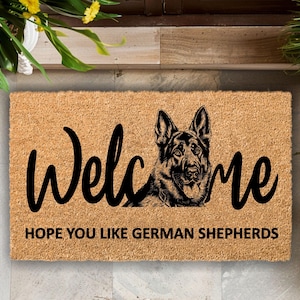 German Shepherd Gifts, German Shepherd doormat, German Shepherd Dog Welcome Mat, Hope You Like Dogs, Dog Gift, German Shepherd Gift