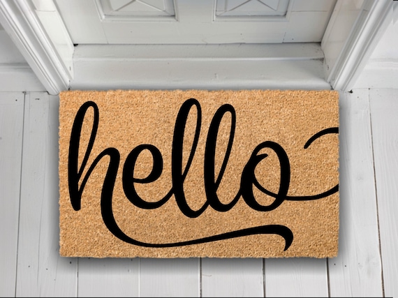 Natural Coir Hello Doormat, Farmhouse Entryway Decor, Housewarming Gift