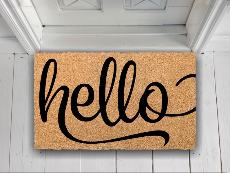 Natural Coir Hello Doormat, Farmhouse Entryway Decor, Housewarming Gift Bild 1