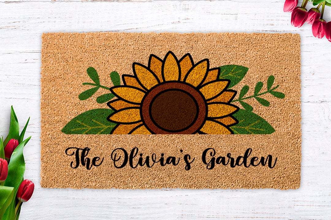 Sunflower Door Mat Sunflower Custom Doormat Personalized Etsy