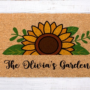 Sunflower door mat, Sunflower Custom Doormat, Personalized Doormat, Welcome Mat Sunflower, Your Text on Mat